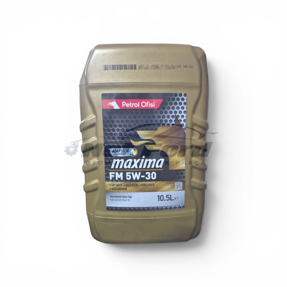 Petrol Ofisi Maxima FM 5W-30 10.5 Litre Tam Sentetik Motor Yağı (Ford Uyumlu)